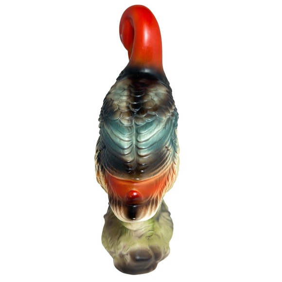 Duck Wales Redhead Ceramic Red Orange Black Green Japan Vintage - Picture 7 of 8